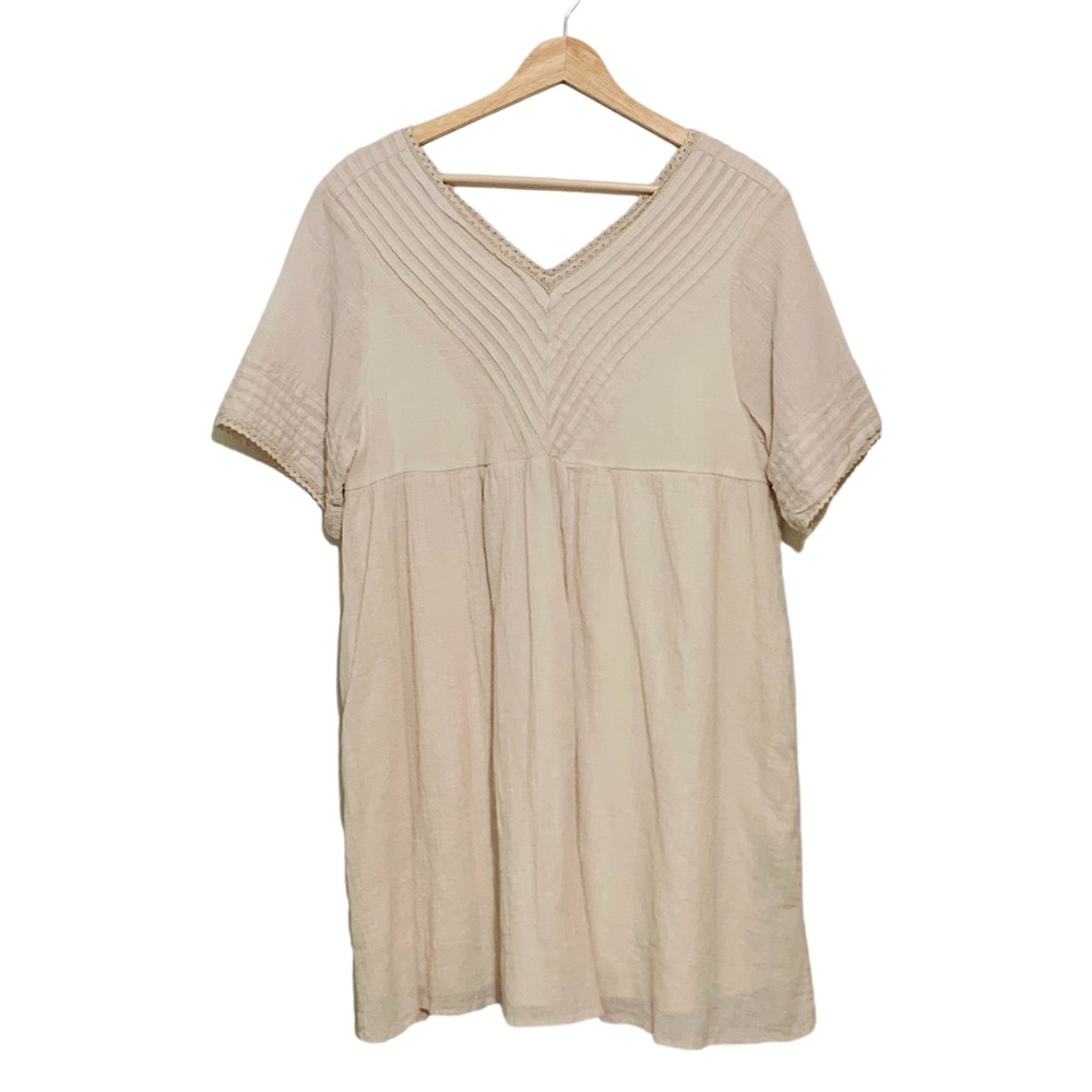 Listicle Tan Babydoll Dress Small Gauzy Neutral Boho Empire Waist NWOT Earthy